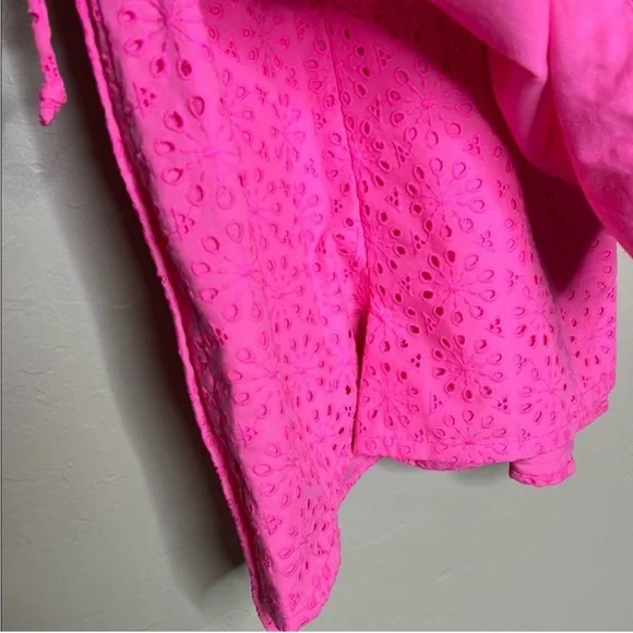 Lilly Pulitzer Vibrant Pink Eyelet Skirted Romper Dress - Picture 5 of 5